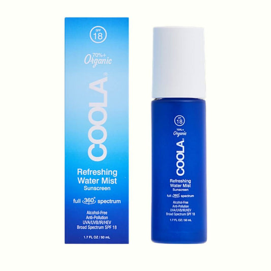 Refreshing Water Mist SPF 18: Nourishes and protects with aloe and coconut water.