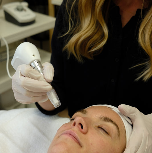 Collagen Builder facial with Microneedling, DF Vitamin Infusion, and Max+ LED therapy for firmer, youthful skin